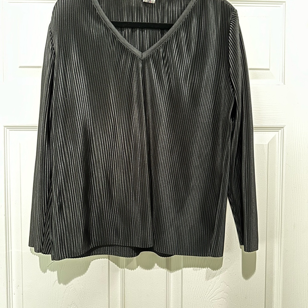Perceptions Gray Pleated Relaxed Skirt Set Union Made Modest 2 Piece Suit Womens